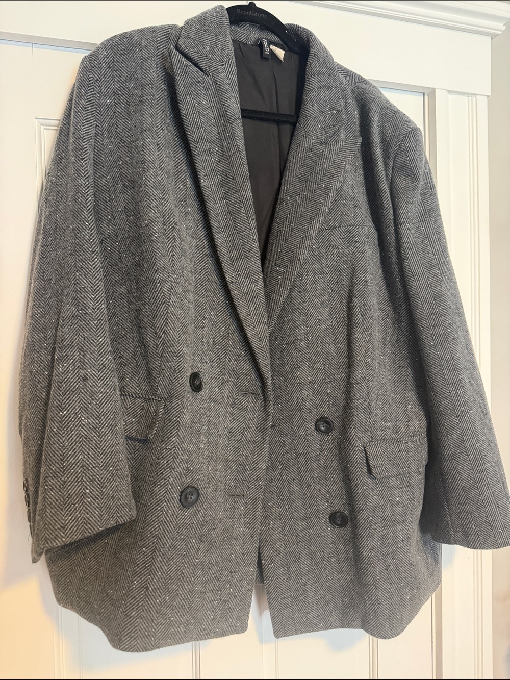 Women’s Grey Herringbone Double-Breasted Blazer